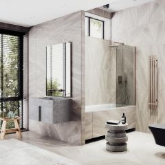 Шторка для ванны Maybahglass (Майбахгласс) поворотная на монопетле 1400х800 мм, стекло Бронза , профиль Бронза MGV-622-2