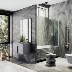 Шторка для ванны Maybahglass (Майбахгласс) поворотная на монопетле 1400х800 мм, стекло Сатин , профиль Белый MGV-621-1