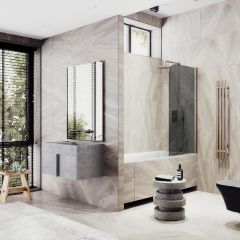 Шторка для ванны Maybahglass (Майбахгласс) поворотная на монопетле 1400х800 мм, стекло Графит , профиль Бронза MGV-623-2