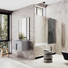 Шторка для ванны Maybahglass (Майбахгласс) поворотная на монопетле 1400х800 мм, стекло Графит матовый , профиль Бронза MGV-624-2