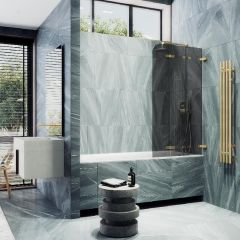 Шторка для ванны Maybahglass (Майбахгласс) складная 3 секции 1400х750 мм, Стекло 6 мм Графит MGV-583-3