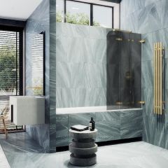 Шторка для ванны Maybahglass (Майбахгласс) складная 3 секции 1400х750 мм, Стекло 6 мм Графит матовый MGV-582-3