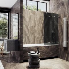 Шторка для ванны Maybahglass (Майбахгласс) складная 3 секции 1400х750 мм, Стекло 6 мм Графит матовый MGV-582-4