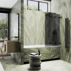 Шторка для ванны Maybahglass (Майбахгласс) складная 3 секции 1400х750 мм, Стекло 6 мм Графит матовый MGV-582-6