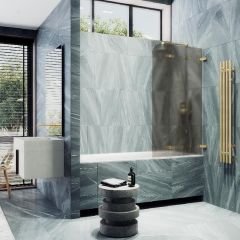 Шторка для ванны Maybahglass (Майбахгласс) складная 3 секции 1400х750 мм, Стекло 6 мм Бронза матовая MGV-579-3