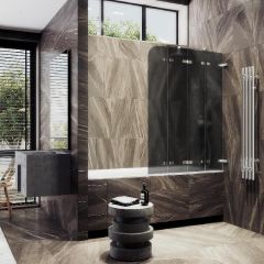 Шторка для ванны Maybahglass (Майбахгласс) складная 4 секции 1400х980 мм, Стекло 6 мм Графит матовый MGV-589-4