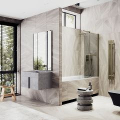 Шторка душевая Maybahglass (Майбахгласс) поворотная на монопетле 1400х700 мм, стекло 6 мм Бронза +Полотенцедержатель MGV-783-2