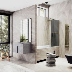 Шторка душевая Maybahglass (Майбахгласс) поворотная на монопетле 1400х800 мм, стекло 6 мм Графит матовый +Полотенцедержатель MGV-792-2