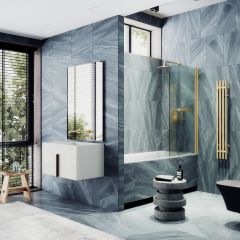 Шторка душевая Maybahglass (Майбахгласс) поворотная на монопетле 1400х800 мм, стекло 6 мм Сатин +Полотенцедержатель MGV-793-3