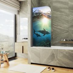 Шторка душевая Maybahglass (Майбахгласс) поворотная ФП004 1400х600 мм, стекло 6 мм MGV-928-ФП004-6