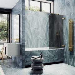 Шторка душевая Maybahglass (Майбахгласс) поворотная на петлях 1400х705 мм, стекло 6 мм Графит MGV-654-3