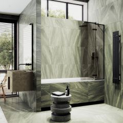 Шторка душевая Maybahglass (Майбахгласс) поворотная с добором 1400х690 мм, стекло 6 мм Бронза MGV-657-6