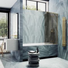 Шторка душевая Maybahglass (Майбахгласс) поворотная с добором 1400х690 мм, стекло 6 мм Бронза матовая MGV-658-3