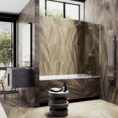 Шторка душевая Maybahglass (Майбахгласс) поворотная с добором 1400х690 мм, стекло 6 мм Бронза матовая MGV-658-4