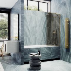 Шторка душевая Maybahglass (Майбахгласс) поворотная с добором 1400х990 мм, стекло 6 мм Бронза MGV-916-3