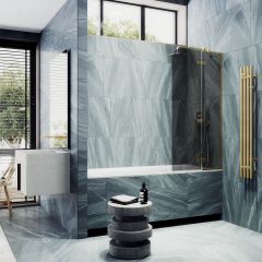 Шторка душевая Maybahglass (Майбахгласс) поворотная с добором 1400х990 мм, стекло 6 мм Графит MGV-918-3