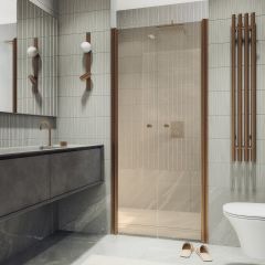 Душевая дверь двустворчатая на монопетлях Maybahglass (Майбахгласс) 1980х1200 мм, стекло 6 мм Бронза MGD-427-2