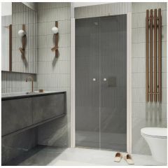 Душевая дверь двустворчатая на монопетлях Maybahglass (Майбахгласс) 1980х1200 мм, стекло 6 мм Графит MGD-430-1