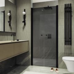 Душевая дверь двустворчатая на монопетлях Maybahglass (Майбахгласс) 1980х1200 мм, стекло 6 мм Графит MGD-430-6