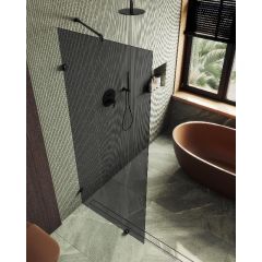 Душевая перегородка Maybahglass (Майбахгласс) коннектор стена-стекло 1950х990 мм, Стекло 8 мм Графит MGD-276-6