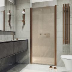 Душевая дверь двустворчатая на монопетлях Maybahglass (Майбахгласс) 1980х800 мм, стекло 6 мм Бронза матовая MGD-433-2