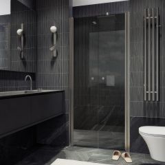 Душевая дверь двустворчатая на монопетлях Maybahglass (Майбахгласс) 1980х890 мм, стекло 6 мм Графит MGD-439-5