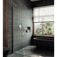 Душевая перегородка в профиле Maybahglass (Майбахгласс) 1950х1090 мм, стекло 8 мм Бесцветное, полотенцедержатель MGD-708-2у