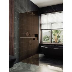 Душевая перегородка в профиле Maybahglass (Майбахгласс) 1950х1090 мм, стекло 8 мм Бронза, полотенцедержатель MGD-709-2у