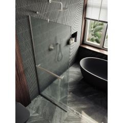 Душевая перегородка Maybahglass (Майбахгласс) в узком профиле 1950х890 мм, Стекло 8 мм Сатин +Полотенцедержатель MGD-737-5у