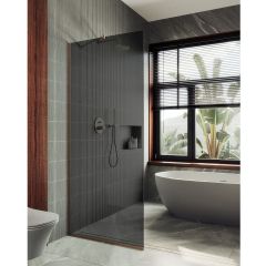 Душевая перегородка в профиле Maybahglass (Майбахгласс) 1950х1090 мм, стекло 8 мм Графит MGD-681-2у