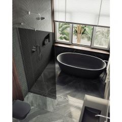 Душевая перегородка в профиле Maybahglass (Майбахгласс) 1950х1090 мм, стекло 8 мм Графит MGD-681-4у