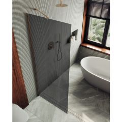 Душевая перегородка в профиле Maybahglass (Майбахгласс) 1950х1090 мм, стекло 8 мм Графит матовый MGD-682-2ш