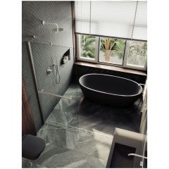 Душевая перегородка в профиле Maybahglass (Майбахгласс) 1950х1190 мм, стекло 8 мм Бесцветное, полотенцедержатель MGD-714-5ш