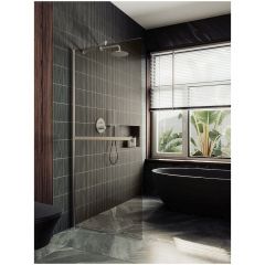 Душевая перегородка в профиле Maybahglass (Майбахгласс) 1950х1190 мм, стекло 8 мм Бронза, полотенцедержатель MGD-715-5ш