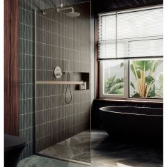 Душевая перегородка в профиле Maybahglass (Майбахгласс) 1950х1190 мм, стекло 8 мм Бронза, полотенцедержатель MGD-715-5у