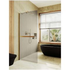 Душевая перегородка в профиле Maybahglass (Майбахгласс) 1950х1190 мм, стекло 8 мм Бронза, полотенцедержатель MGD-715-3ш