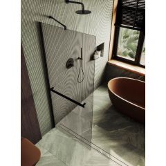 Душевая перегородка Maybahglass (Майбахгласс) в широком профиле 1950х890 мм, Стекло 8 мм Бронза +Полотенцедержатель MGD-733-6ш