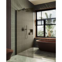 Душевая перегородка в профиле Maybahglass (Майбахгласс) 1950х1190 мм, стекло 8 мм Бронза матовая MGD-685-6ш