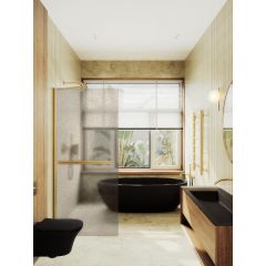 Душевая перегородка Maybahglass (Майбахгласс) в широком профиле 1950х890 мм, Стекло 8 мм Бронза матовая +Полотенцедержатель MGD-734-3ш