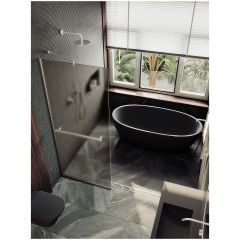 Душевая перегородка в профиле Maybahglass (Майбахгласс) 1950х1190 мм, стекло 8 мм Бронза матовая, полотенцедержатель MGD-716-5у