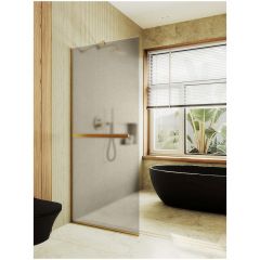 Душевая перегородка в профиле Maybahglass (Майбахгласс) 1950х1190 мм, стекло 8 мм Бронза матовая, полотенцедержатель MGD-716-3у