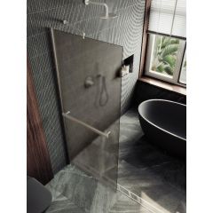 Душевая перегородка Maybahglass (Майбахгласс) в широком профиле 1950х890 мм, Стекло 8 мм Бронза матовая +Полотенцедержатель MGD-734-5ш