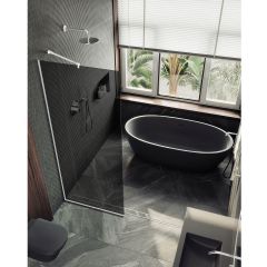 Душевая перегородка в профиле Maybahglass (Майбахгласс) 1950х1190 мм, стекло 8 мм Графит MGD-686-1у