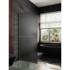 Душевая перегородка в профиле Maybahglass (Майбахгласс) 1950х1190 мм, стекло 8 мм Графит матовый, полотенцедержатель MGD-718-2у