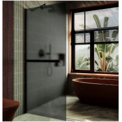 Душевая перегородка в профиле Maybahglass (Майбахгласс) 1950х1190 мм, стекло 8 мм Графит матовый, полотенцедержатель MGD-718-6ш