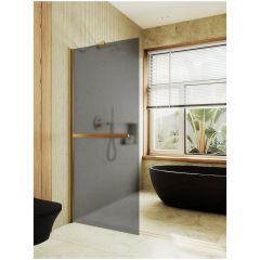 Душевая перегородка в профиле Maybahglass (Майбахгласс) 1950х1190 мм, стекло 8 мм Графит матовый, полотенцедержатель MGD-718-3ш