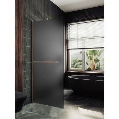 Душевая перегородка в профиле Maybahglass (Майбахгласс) 1950х1190 мм, стекло 8 мм Графит матовый, полотенцедержатель MGD-718-2ш