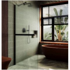 Душевая перегородка в профиле Maybahglass (Майбахгласс) 1950х1190 мм, стекло 8 мм Сатин, полотенцедержатель MGD-719-6ш