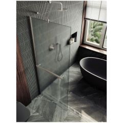 Душевая перегородка в профиле Maybahglass (Майбахгласс) 1950х1190 мм, стекло 8 мм Сатин, полотенцедержатель MGD-719-5ш