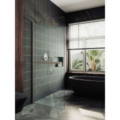 Душевая перегородка в профиле Maybahglass (Майбахгласс) 1950х690 мм, стекло 8 мм Бесцветное, полотенцедержатель MGD-720-2ш